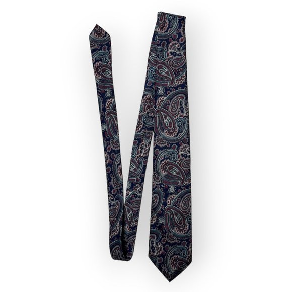 Vintage Other - VTG Executive Apparel Mens tie Blue Teal Red Paisley Floral Pattern Business